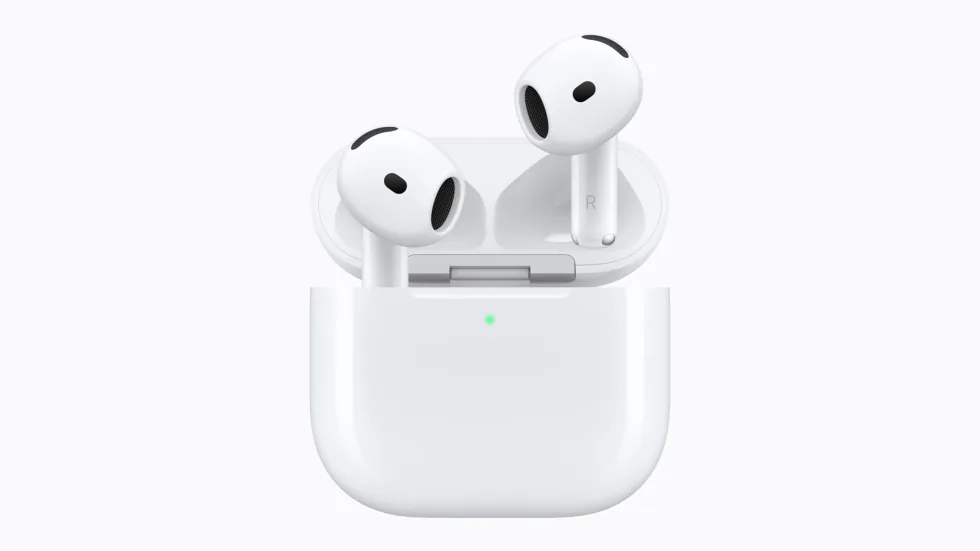 AirPods 5 rising out of their open charging case