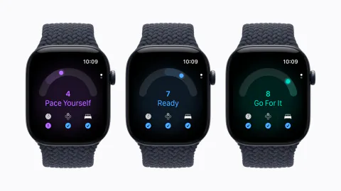 Three Apple Watch Series 12 showing different readiness scores
